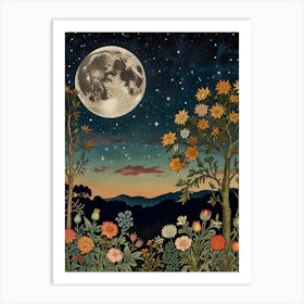 Moonlight In The Garden Style William Morris 11 Art Print