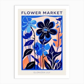 Blue Flower Market Poster Gloriosa Lily 1 Art Print