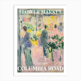 Vintage Flower Market Painting Columbia Road London Art Print