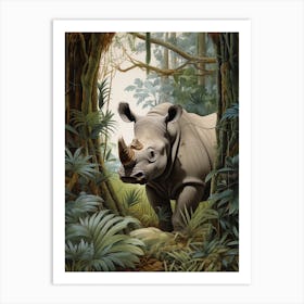 Rhino Realistic Illustration 3 Art Print