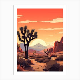 Joshua Tree At Sunset In Nat Viga Style (2) Art Print