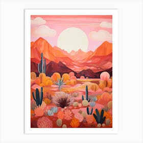 Cactus And Desert Painting 1 Art Print