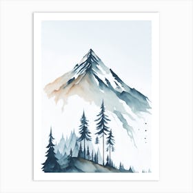 Mountain And Forest In Minimalist Watercolor Vertical Composition 350 Art Print