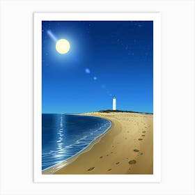 Lighthouse At Night Art Print