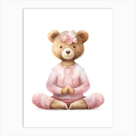Yoga Teddy Bear Painting Watercolour 2 Art Print