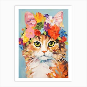 Selkirk Rex Cat With A Flower Crown Painting Matisse Style 2 Art Print