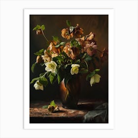 Baroque Floral Still Life Hellebore 3 Art Print