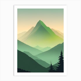 Misty Mountains Vertical Composition In Green Tone 166 Art Print