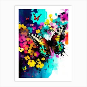 Butterfly And Flowers 20 Art Print