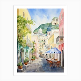 Amalfi, Italy Watercolour Streets 4 Art Print