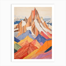 Mount Saint Elias Canada 2 Colourful Mountain Illustration Art Print