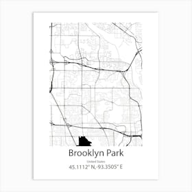 Brooklyn Center,United States Minimalist Map 1 Art Print