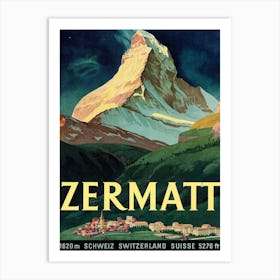 Zermatt, Mountain Peak, Switzerland Art Print