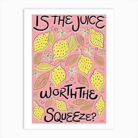 Lemon Squeeze Kitchen/Dining Art Print Pink Art Print