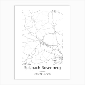 Sulzbach Rosenberg,Germany Minimalist Map Art Print