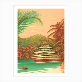 Mactan Island Philippines Vintage Sketch Tropical Destination Art Print
