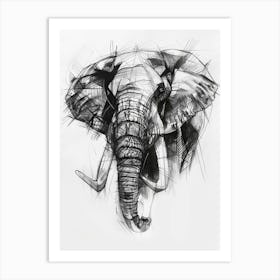 Drawing Elephant Tattoo With Tusk, In The Style Of Realism With A Touch Of Expressionism, Yiannis Moralis, Roa, Sketchfab, Detailed Brushstrokes, Crosshatched Shading, Aleksandr Deyneka Art Print