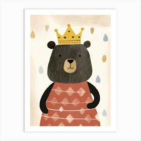 Little Black Bear 5 Wearing A Crown Art Print