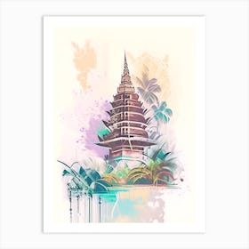 Bali Indonesia Watercolour Pastel Tropical Destination Art Print