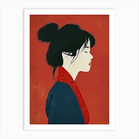 Asian Girl, Minimalism 1 Art Print