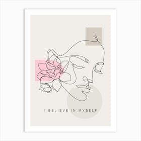 Believe In Yourself Monoline Asthetic Mnimalist Drawing Art Print