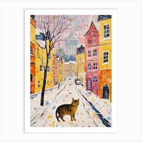 Cat In The Streets Of Vienna   Austria With Snow 3 Art Print