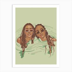 Two Women In The Water 2 Art Print