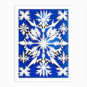 Unique, Snowflakes, Blue & White Illustration 2 Art Print