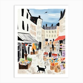 The Food Market In Lyon 1 Illustration Art Print