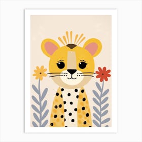 Little Cheetah 4 Wearing A Crown Art Print