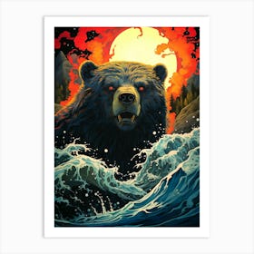 Bear In The Water 3 Art Print