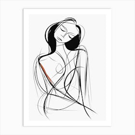 Drawing Of A Woman, line art Art Print