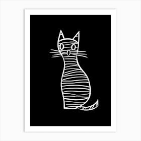 Minimalist Sketch Cat Line Drawing 1 Art Print