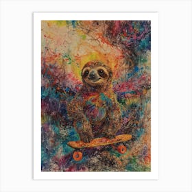 Sloth On A Skateboard 6 Art Print