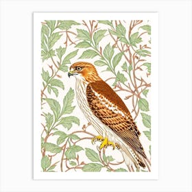 Red Tailed Hawk William Morris Style Bird Art Print