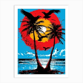 Palm Trees On The Beach 17 Art Print