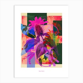 Bee Balm 1 Neon Flower Collage Poster Art Print