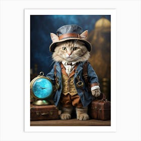 Steampunk Cat 5 Art Print