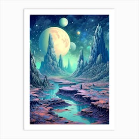 Lunar Landscape Pixel Art 1 Art Print