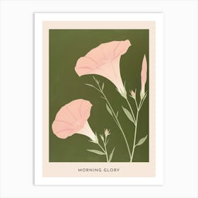 Pink & Green Morning Glory 3 Flower Poster Art Print