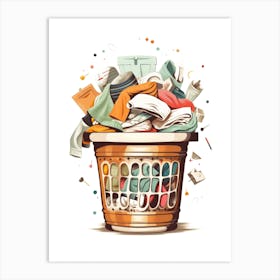 Laundry Basket Full Of Clothes Art Print