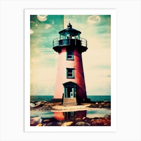 Lighthouse With Polaroid, Double Exposure  Art Print