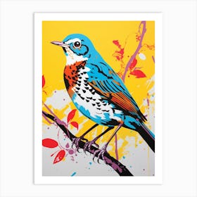Andy Warhol Style Bird Hermit Thrush 1 Art Print
