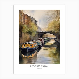 Regents Canal London Watercolour Travel Poster 2 Art Print