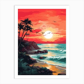 Sunkissed Painting Of Crane Beach Barbados 2 Art Print