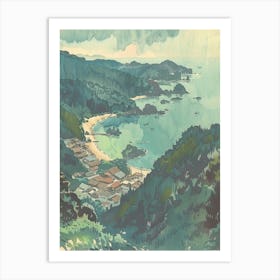 Izu Peninsula Japan 3 Retro Illustration Art Print