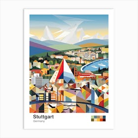 Stuttgart, Germany, Geometric Illustration 4 Poster Art Print