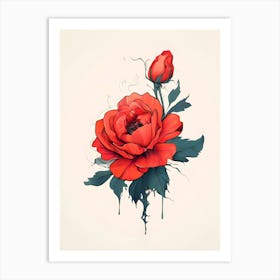 Red Rose Tattoo Art Print