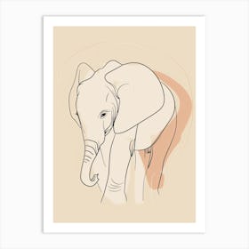 Baby Elephant - Boho, Line Art Art Print