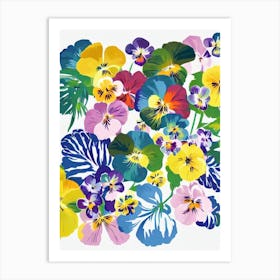 Pansy Modern Colourful Flower Art Print